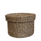 Cesto Com Tampa Palha Natural Seagrass Redondo P Lili Casa Ún