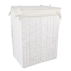 Cesto Organizador de Corda Algodão e Linho Branco Retangular com Tampa 45L 25x53x40cm Oikos