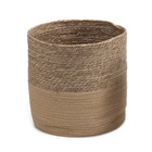 Cesto Organizador de Corda e Seagrass Natural Redondo 29x29x29cm Oikos