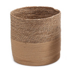 Cesto Organizador de Corda e Seagrass Natural Redondo 32x32x32cm Oikos