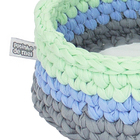 Cesto Crochê Redondo 15 Cm Azul E Verde