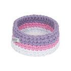 Cesto Crochê Redondo 15 Cm Rosa E Lilás