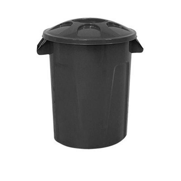 Cesto De 100l C/ Tampa Preto Larplasticos
