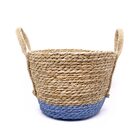 Cesto De  Fibra Natural Seagrass Com Fundo Azul 24 5x31x33 Cm