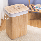 Cesto de Bambu Retangular Bege com Tampa 40x60x30cm Oikos