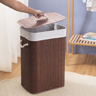 Cesto de Bambu Retangular Marrom com Tampa 40x60x30cm Oikos