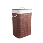 Cesto de Bambu Retangular Marrom com Tampa 40x60x30cm Oikos