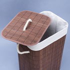 Cesto de Bambu Retangular Marrom com Tampa 40x60x30cm Oikos