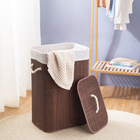 Cesto de Bambu Retangular Marrom com Tampa 40x60x30cm Oikos