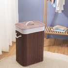 Cesto de Bambu Retangular Marrom com Tampa 40x60x30cm Oikos