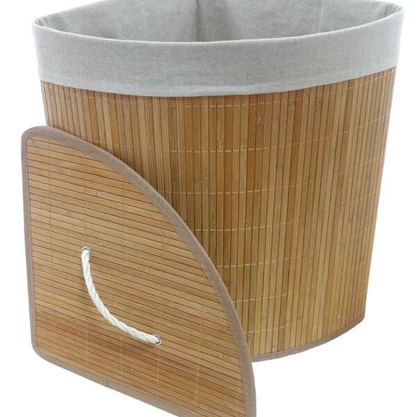 Cesto De Canto Multiuso Bambu Organizador Roupa Suja Dobrável