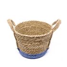 Cesto De Fibra Natural Seagrass Com Fundo Azul 20x27x27 Cm E0