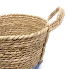 Cesto De Fibra Natural Seagrass Com Fundo Azul 20x27x27 Cm E0
