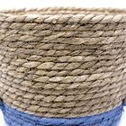 Cesto De Fibra Natural Seagrass Com Fundo Azul 20x27x27 Cm E0