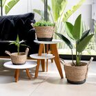 Cesto De Fibra Natural Seagrass Com Fundo Preto 24 5x31x33 Cm