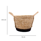 Cesto De Fibra Natural Seagrass Com Fundo Preto 24 5x31x33 Cm