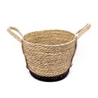 Cesto De Fibra Natural Seagrass Com Fundo Preto 24 5x31x33 Cm
