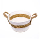 Cesto De Fibra Natural Seagrass Listrado Branco 15x22 5x23 Cm