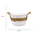 Cesto De Fibra Natural Seagrass Listrado Branco 15x22 5x23 Cm