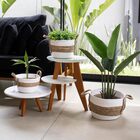 Cesto De Fibra Natural Seagrass Listrado Branco 19x26x26 Cm