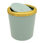 Cesto De Lixo Com Tampa Aro Dourado Ø20cm Lixeira 5lts Casa V