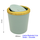 Cesto De Lixo Com Tampa Aro Dourado Ø20cm Lixeira 5lts Casa V