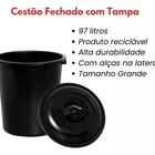 Cesto De Lixo Lixeira Reservatorio Agua Preto 97l Plasnew