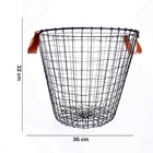 Cesto De Metal Preto Com Alça Em Couro 32x36 Cm - D'rossi