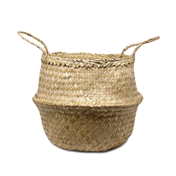 Cesto De Palha Decorativa 2 Em 1 10x35x38 Cm - Indo Decorar