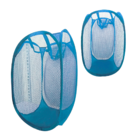 Cesto De Roupa Colorido Dobrável Poliéster 56cm Azul Claro