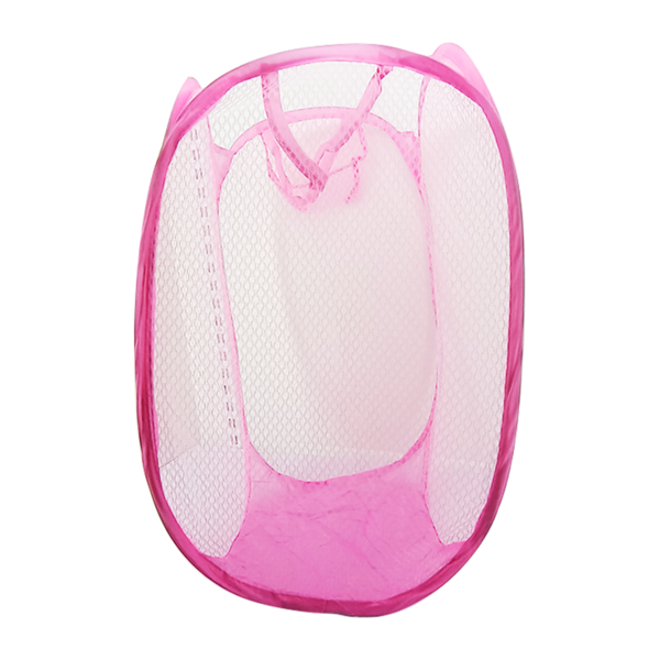 Cesto De Roupa Colorido Dobrável Poliéster 56cm Rosa