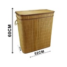 Cesto De Roupa Duplo De Bambu Com Tampa 32x52x60cm Mimo Style