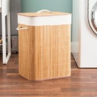 Cesto De Roupa Em Bambu Com Tampa 40x30x50cm Mimo Style Bm192