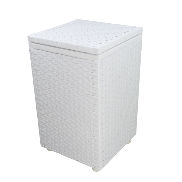 Cesto De Roupa Em Fita 35x35x57cm C/ Rodas - Branco