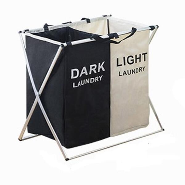 Cesto De Roupa Suja Duplo Cromado Organizador Roupeiro Para L