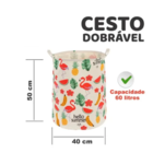 Cesto De Roupa Suja Organizador Para Banheiro 60 Litros Luxo