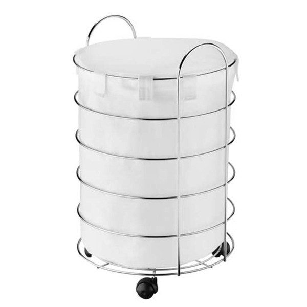 Cesto De Roupa Suja Redondo Com Rodinhas E Alça Cromado Top B