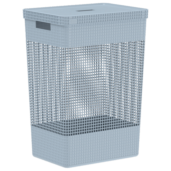 Cesto De Roupa Suja Tampa Grid 49l Organizador Área Serviço A