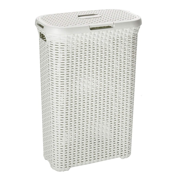 Cesto De Roupas 60l Com Tampa Chic Style Curver Off Branco