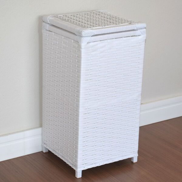 Cesto De Roupas Fibra Sintética 30x30x60 Branco