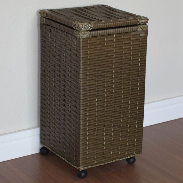 Cesto De Roupas Fibra Sintética C/rodinhas 30x30x60 Capuccino