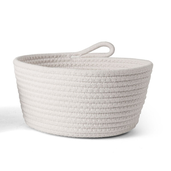 Cesto Decorativo Em Algodão Branco 25x14cm 16906g Mart