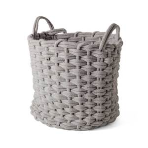 MINTWOOD Design Cesto Portatutto Jumbo In Corda Di Cotone 50x45 Cm - Nero/Grigio - Cesto Biancheria, Giocattoli, Plaid Per Soggiorno