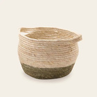 Cesto Decorativo Em Fibra Natural Verde 20cm 14284p Mart