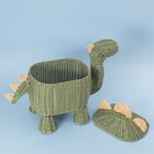 Cesto Dinossauro com Tampa Verde 60x45x29cm Oikos