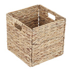 Cesto Organizador Dobrável Tramado de Fibra Natural Bege Quadrado com Alças 30x30x30cm Oikos