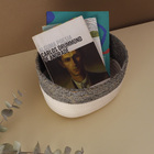 Cesto Organizador Duo de Corda de Algodão Cinza Oval 16x12,5x20cm Oikos