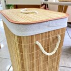 Cesto Em Bambu Com Tampa Retangular Organizador Decorativo
