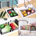 Cesto Escorredor Inox Ajustável Cozinha Louça Inox Cuba Pia