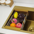 Cesto Escorredor Inox Cuba Ajustável De Pia Extensível Dourado